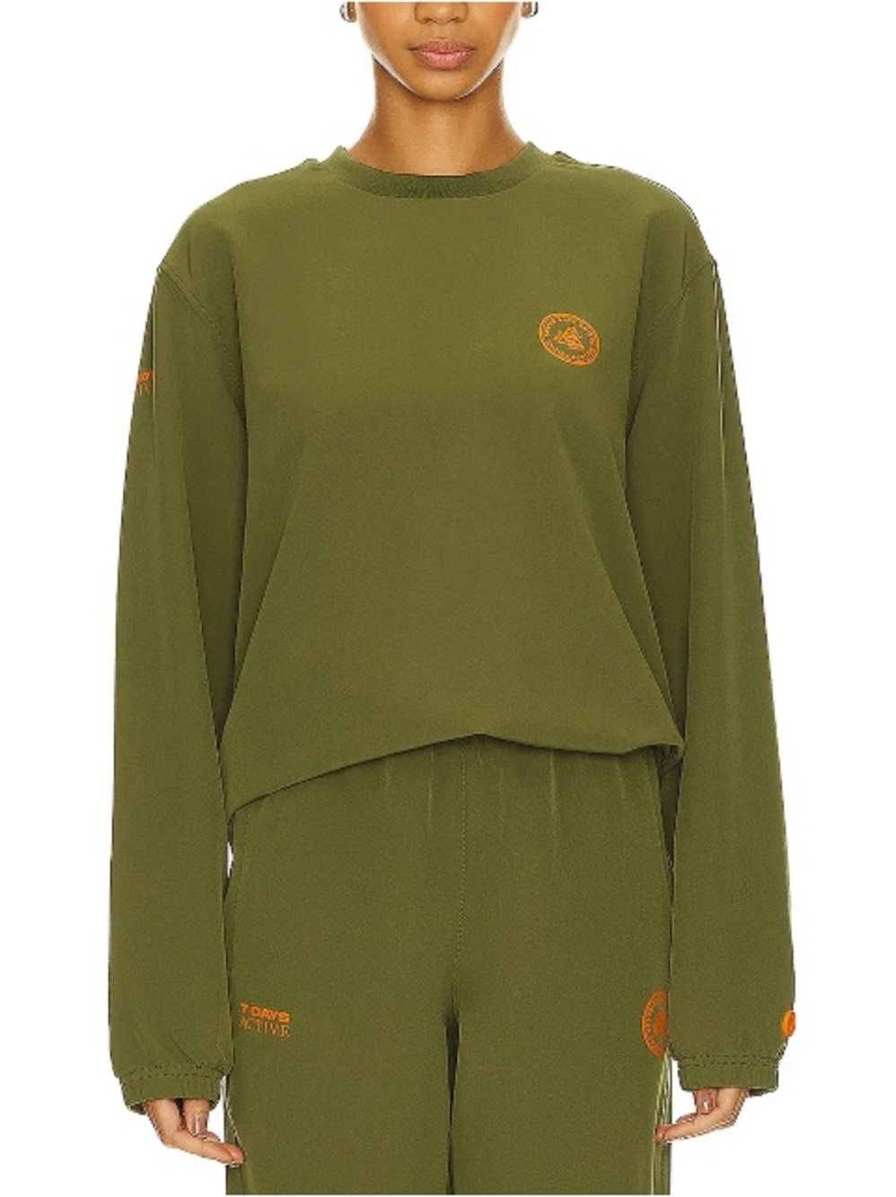 7 Days Active Tech Crewneck Green Sweatshirt Size M NWT $160msrp
